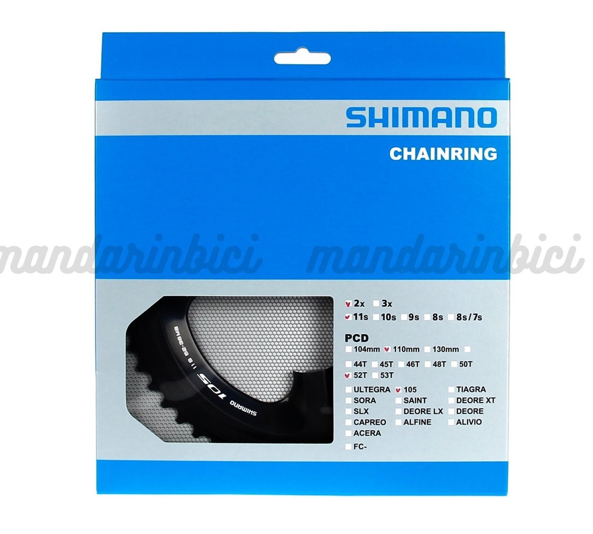 パーツ SHIMANO FC-5800 52-36 170mm Shimano 105 FC-5800 52T & 36T MB Outer/Inner Chainrings 11-Speed