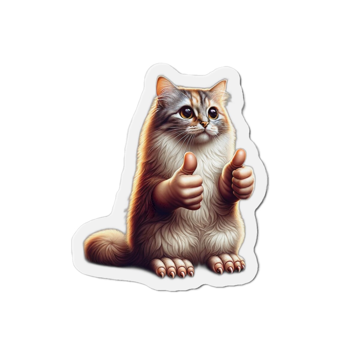 Die-Cut Fridge Magnet Quirky Cat With Human Thumbs Up Funny Pet