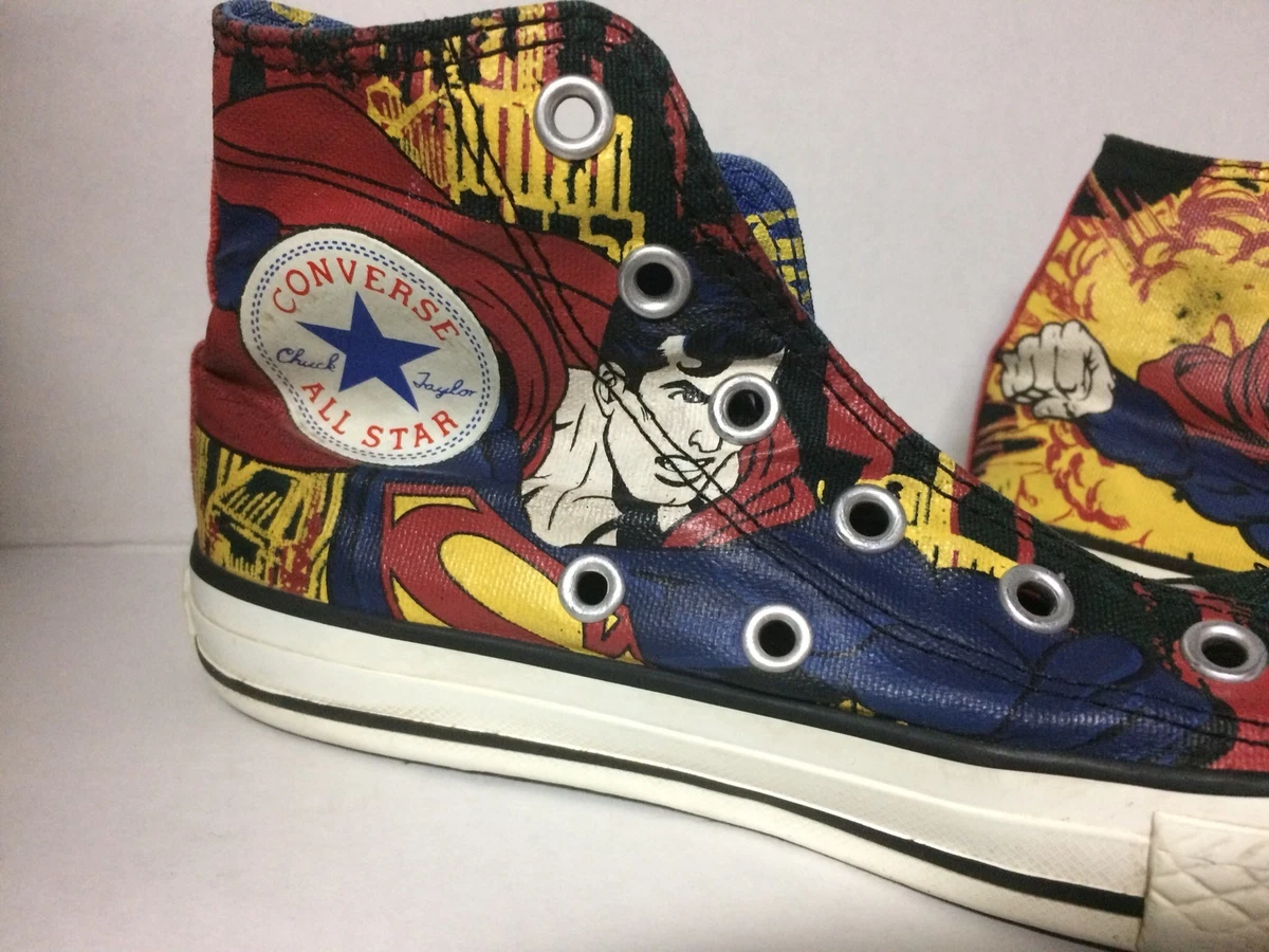 All Star Chuck Taylor Boys Red/blue Superman Hightop Shoes~Size 1 Y | eBay