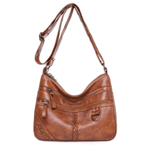 Women's Soft Leather Shoulder Bags Multi-Layer Shopper Bag Crossbody Handbag - Bild 9 von 13
