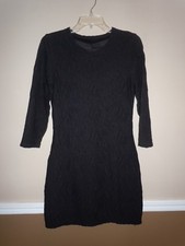 Express Women's Black Textured Long Sleeve Dress Size S