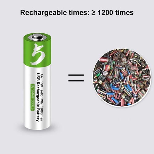 4pcs USB AA Li-ion Rechargeable Batteries 1.5V 2600mWh Type C Cable Battery Bump - Picture 8 of 18