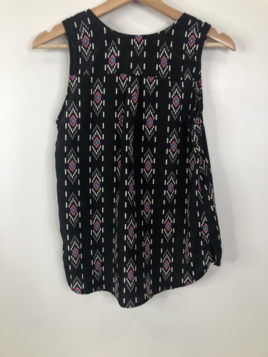 Papaya Womens Size S Black Aztez Design Tank With Shoulder Button Detail - Picture 8 of 11