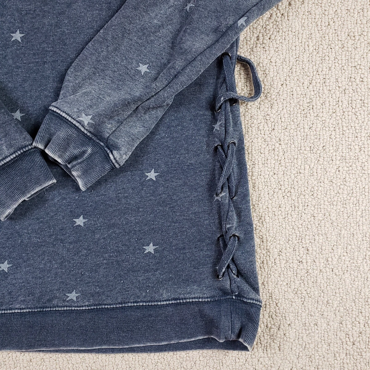vintage havana womens large v neck long sleeve blue sweater star