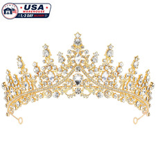 TOBATOBA Crown for Women Crystal Queen Princess Tiara, Adjustable, Gold