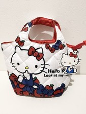 Hello Kitty Quilted Mini Tote Bag Puffer Handbag Ribbon Apple Sanrio Japan