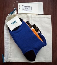 Fendi Kid's 2-Pack Logo Trim Socks - Orange Blue