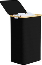 SpaceAid Laundry Hamper with Lid, 110L Large Tall Clothes Basket Bin with Bam...
