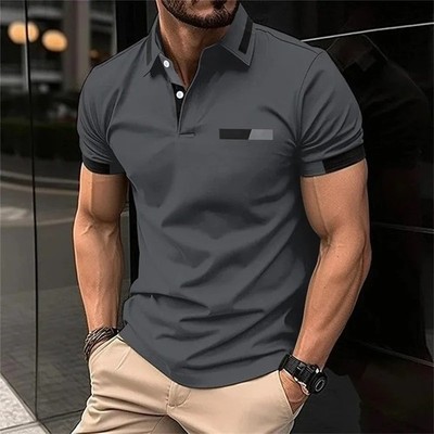 Camiseta Con Cuello Levantado Cremallera Para Hombre Camisa De Manga Corta Men