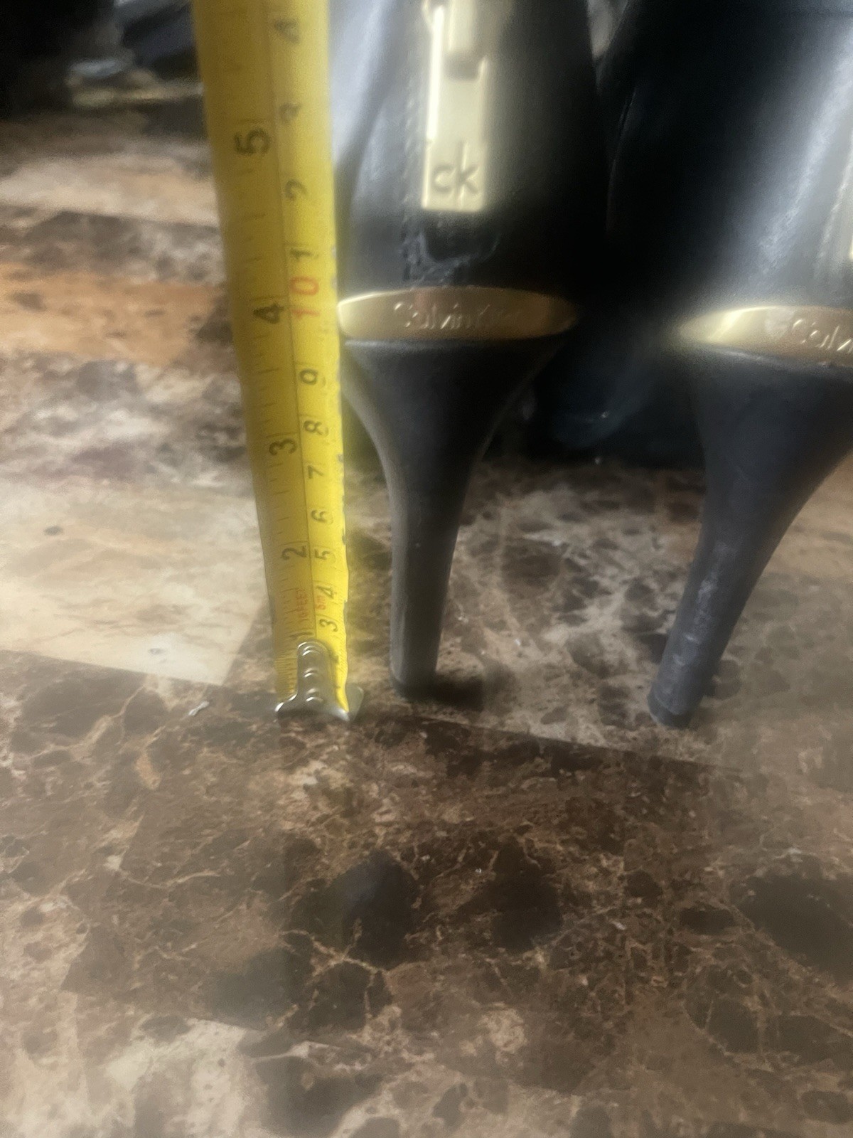 Calvin Klein's Black Leather Palisa Stiletto Heel Studded Ankle Booties Size 7.5 thumbnail 13