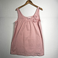 Victoria  s Secret Angels Nightgown M Sleeveless Nightie Pink Striped Rosettes