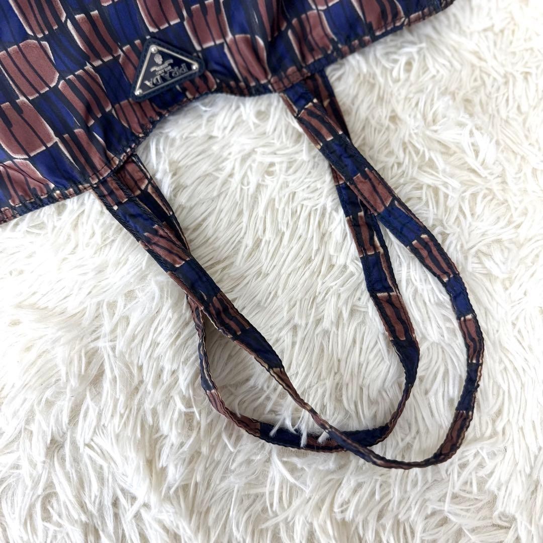 PRADA Nylon Tote Bag Brown Blue Women's Made in Italy Authentic USED From JAPAN thumbnail 10