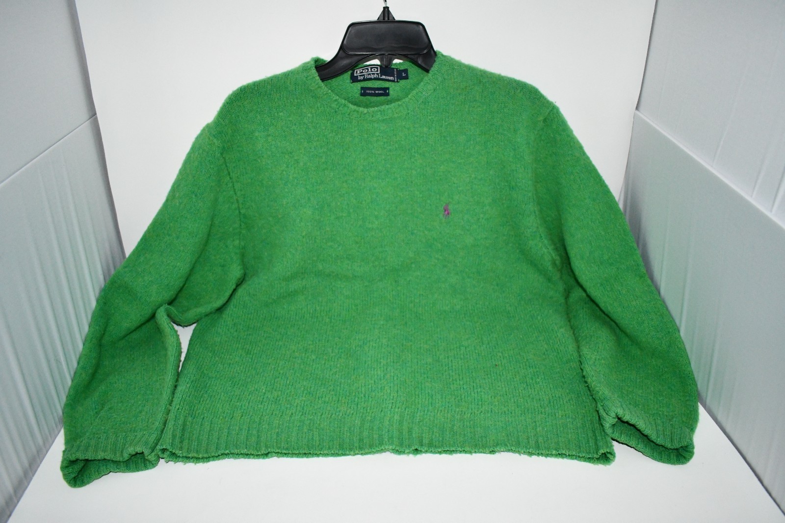Polo Ralph Lauren Wool Bright Green Sweater Size Large Great Condition