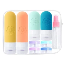 17 Pack Silicone Travel Bottles Set Wide Mouth Design Travel Containers