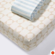 Fitted Jersey Crib Sheet - Stripes  Checks - 2pk - Cloud Island
