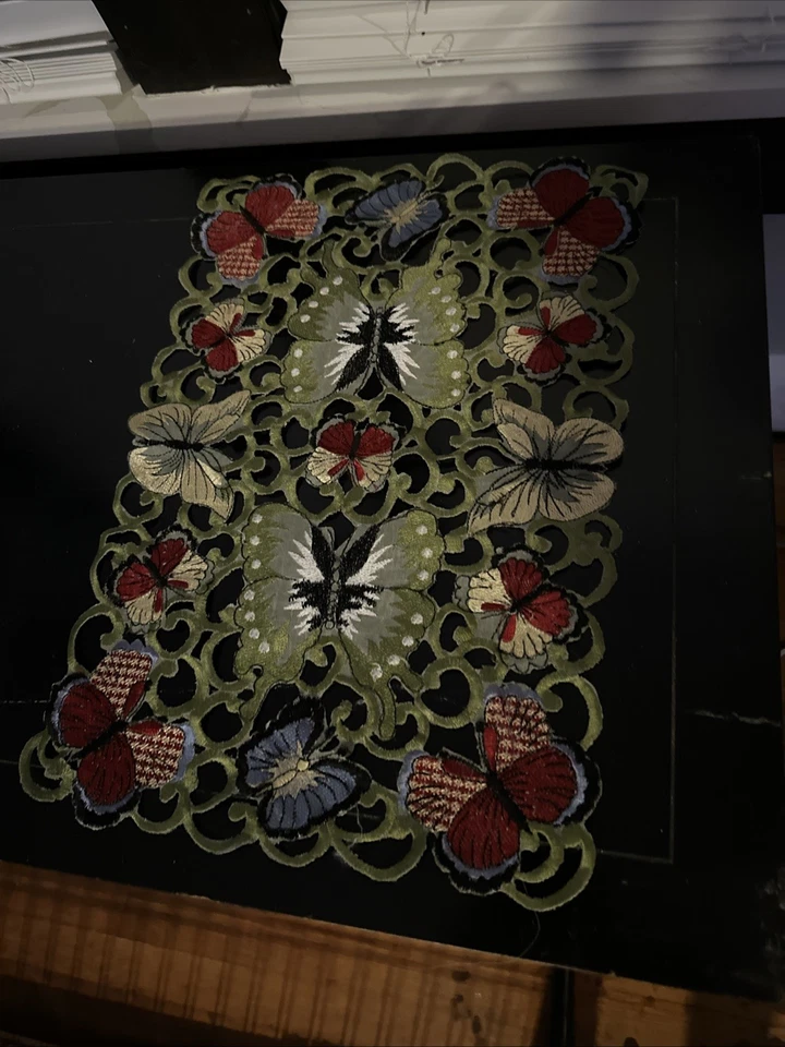 Corredor de mesa XIA encaje verde rojo y azul mariposa y 2 manteles individuales Foto 2 de 4