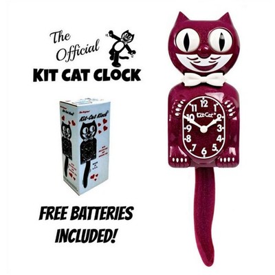 RUBY RED KIT CAT CLOCK 15.5'' Glitter MADE IN USA Free Battery Kit-Cat Klock NEW