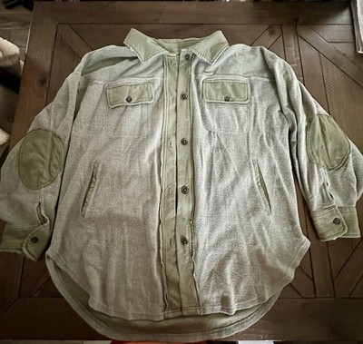 We the Free People Green Ruby Fleece Collared Button Shirt Jacket Shacket XL 