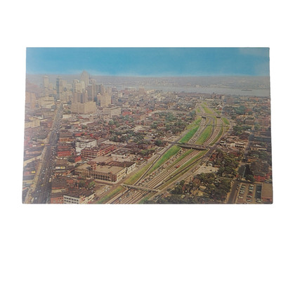 Postcard John Lodge Expressway Downtown Detroit MI Aerial View