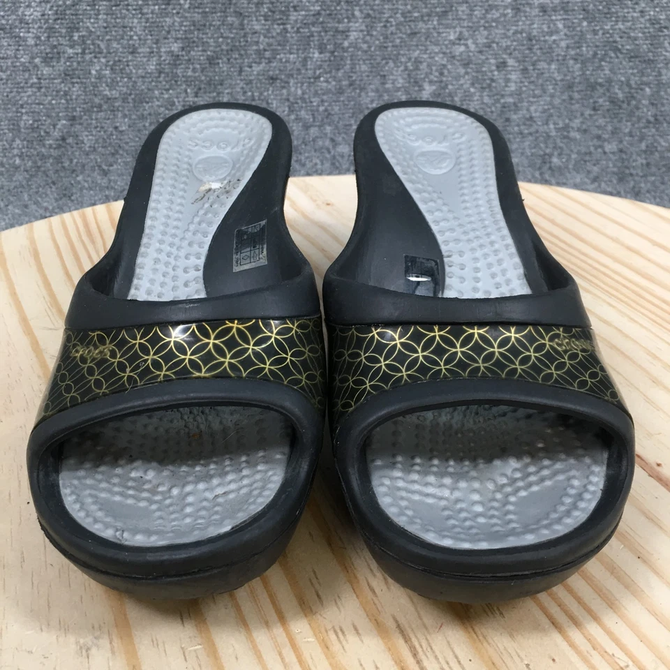 Sandalias Crocs para mujer 8 Sassari Slide negras sin cordones punta abierta informales tacones de cuña Foto 4 de 4
