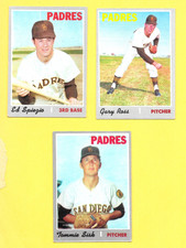 1970 Topps baseball  San Diego Padres  Team Lot of 3 cards VG/EXMT no creases