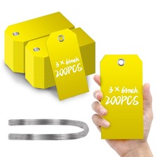 COIHAF 200 Pcs Large Plastic Shipping Tags with Wire Attached Heavy Duty Blan...