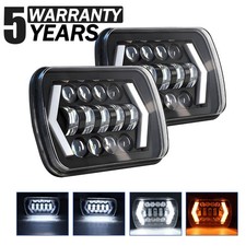 For 1987-1995 Jeep Wrangler Pair 5x7 7x6 Led Headlights Sealed Highlow Beam