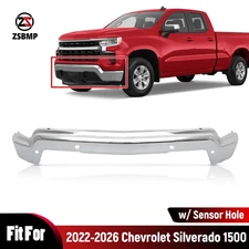 Front Bumper Face Bar W/Sensor Hole For 2022-2023 Chevrolet Silverado 1500 Steel