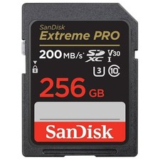 SanDisk Extreme Pro 256GB Black SDXC UHS I Memory Card 200MBPS Read Speed