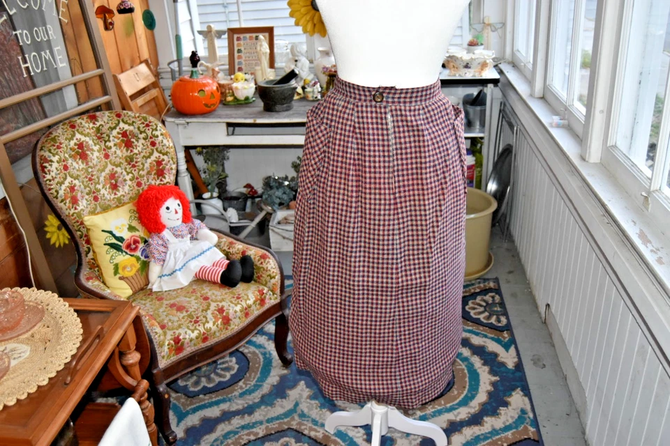 Falda a cuadros de lana clara vintage de los años 50 bolsillos de parche grandes cremallera de metal talla XS Foto 3 de 4