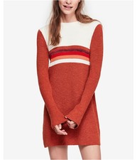 Free People Womens Colorblock Sweater Dress, redcombo, M