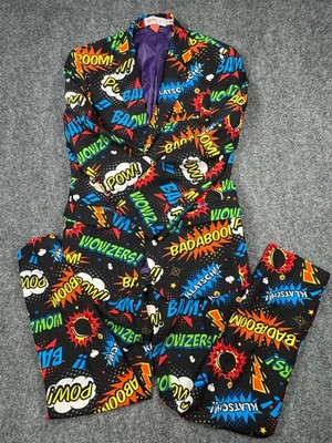 Opposuits Badaboom Mens Comic Suit 40 Black Halloween Novelty Party SuperHero