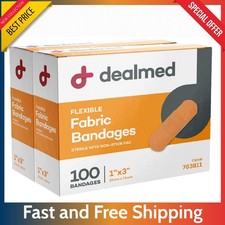 200 Packs Fabric Bandages 1x3 - Sterile Flexible Adhesive Breathable Wound Care.
