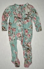 Posh Peanut Spring Rose Ruffled Footed Sleeper Size 3-6 Months