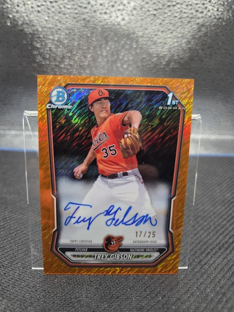 2026 Bowman Chrome TREY GIBSON 1st Orange Shimmer Refractor AUTO /25 Orioles