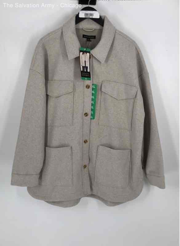 Banana Republic Womens Gray Long Sleeve Button Front Shirt Jacket Size XL