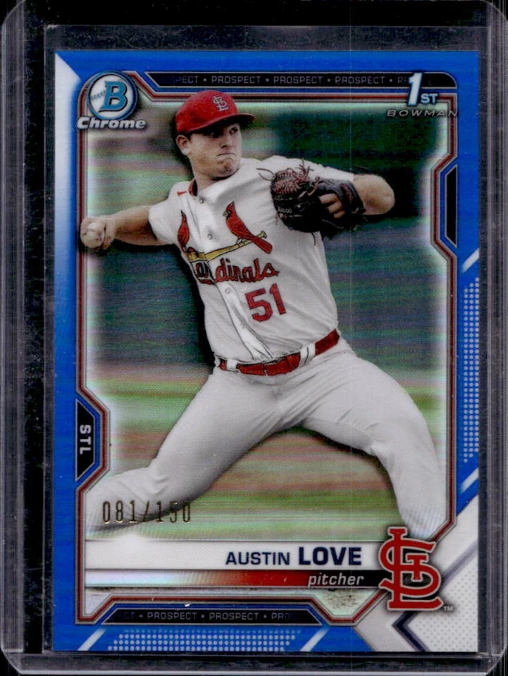 2021 Bowman Draft Austin Love 铬蓝色折射器 1 号 #81/150