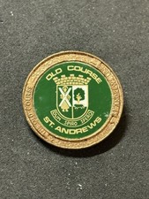Vintage Rare St. Andrews Old Course 3/4" Brass Stem Golf Marker - Fife, Scotland