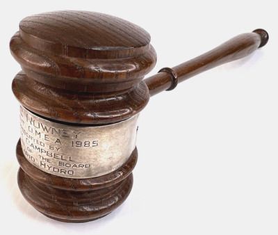 Gavel w/ Sterling Band for Chairman of Ontario & Hydro President of O.M.E.A.