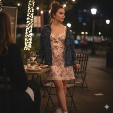 Victoria's Secret Wicked Balconette Slip Dress Apricot Daydreamer Floral Size L