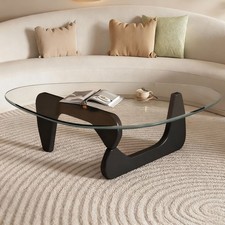 Designer-Couchtisch aus Glas und Holz schwarz / Grand : 91x65x40cm