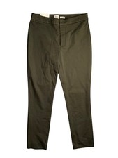 A New Day Womens Green High Rise Straight Pants Flat Front Stretch Size 8R NWT