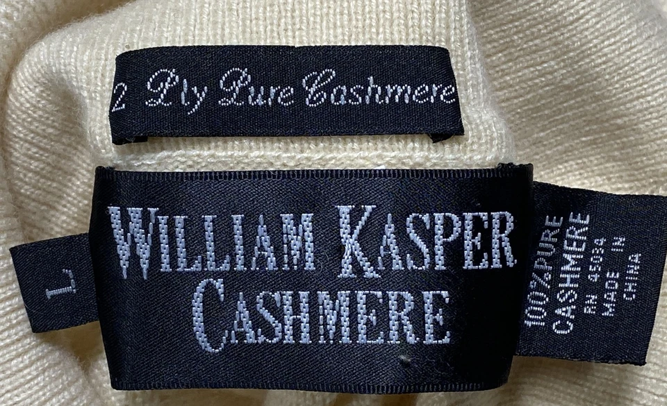 William Kasper Mujer Marfil Cachemira Cuello Alto L Foto 3 de 4