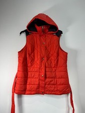 Image of Sheego Gilet Women Size UK 18 Orange Padded Hooded Body Warmer Sleeveless Jacket