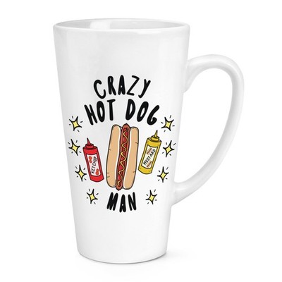 Crazy Hot Dog Man Stars 17 Unzen großer Latte Becher Tasse Fast Food lustiger Witz Chili