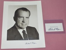President Richard Nixon Signed Business Card and Official White House Photo