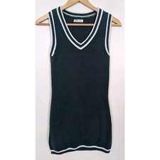 Hollister Small S Green White Sleeveless Sweater Dress Preppy Y2k