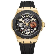 WELLY MERCK Automatic Mechanical Skeleton Mens Watch WM137 Universe Planet...