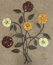Vintage Metal Floral Wall Hanging 33” X 28”