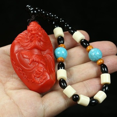 Natural Agate Zhong Kui Hand-Carved Figurine Amulet Master Protector Pendant
